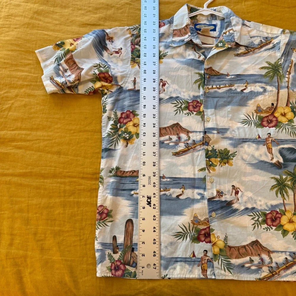 Reyn Spooner Phil Edwards Hawaiian Shirt Mens Small Blue‎ Scenic Surf Cotton S